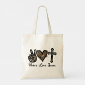Frieden, Liebe, Jesus Tragetasche (Rückseite)