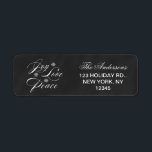 FRIEDEN, LIEBE, JOY CHRISTMAS URLAUB CHALKBOARD<br><div class="desc">FRIEDEN,  LIEBE,  JOY CHRISTMAS URLAUB ADRESSE ETIKETT. HINTERGRUNDFARBE DER SCHWARZEN KALKBOARD. ELEGANTER,  SKRIPT SCHRIFTART,  WEISSER TEXT MIT DEM WORT "JOY,  LIEBE,  FRIEDEN" NIEDLICH UND STILL SCHNEELAKEN. ELKE CLARKE DESIGNS©</div>