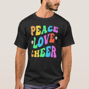 FRIEDEN LIEBE JUBEL Retro Cheerleader Groovy Zurüc T-Shirt