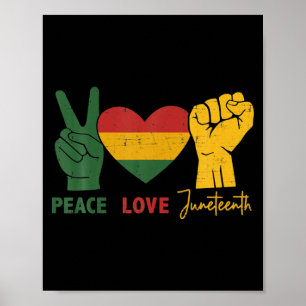 Frieden Liebe Juneteenth mit afrikanischer Flagge  Poster