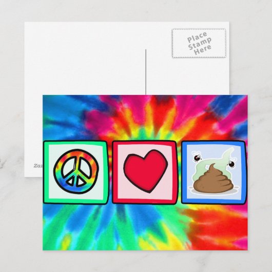 Frieden, Liebe, Kack Postkarte (Vorne/Hinten)
