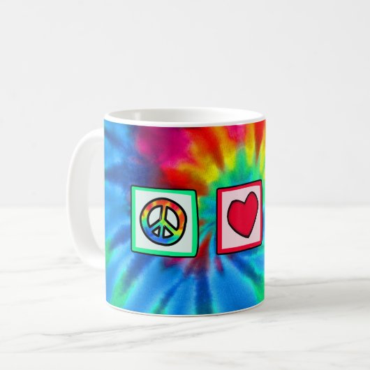 Frieden, Liebe, kacken Kaffeetasse (Vorderseite Links)