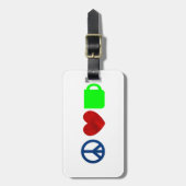 Frieden, Liebe, Kaffee Gepäckanhänger (Vorderseite vertikal)