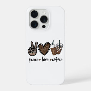 Frieden Liebe Kaffee Leoparden Druck PNG Süßer K iPhone 15 Pro Hülle