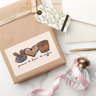 Frieden - Liebe - Kaffee Rechteckiger Aufkleber