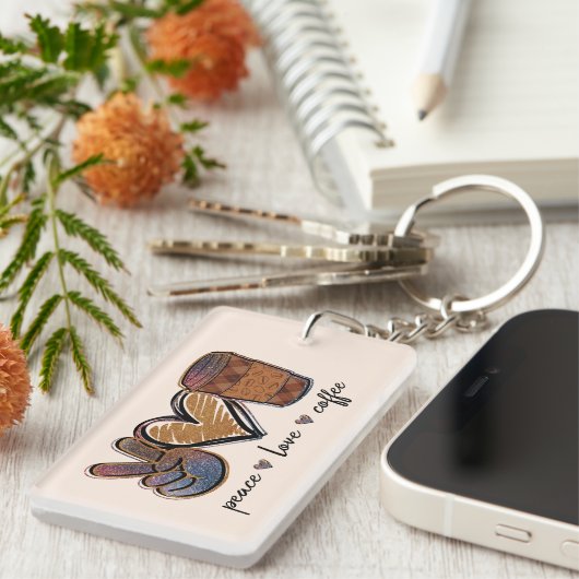 Frieden - Liebe - Kaffee Schlüsselanhänger (Vorderseite rechts)