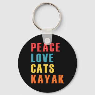Frieden Liebe Katzen Kayak Lustiges Kayaking Boote Schlüsselanhänger