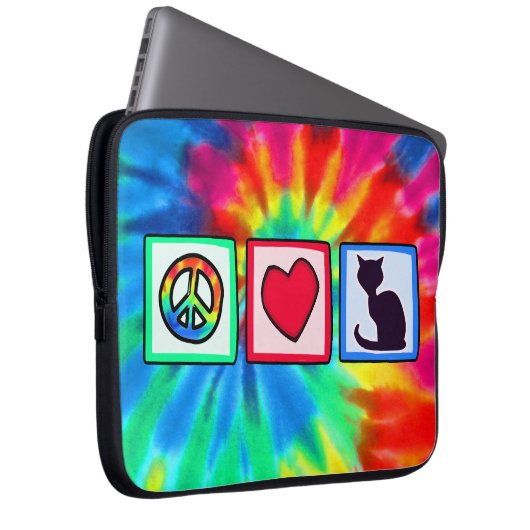 Frieden, Liebe, Katzen Laptopschutzhülle (Vorne Rechts)