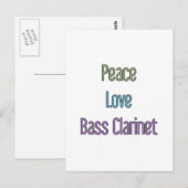 Frieden, Liebe, Klarinette Postkarte (Vorne/Hinten)