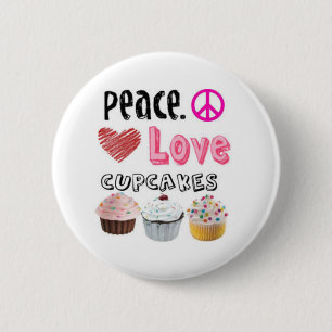 Frieden. Liebe. Kleine Kuchen. Knopf Button
