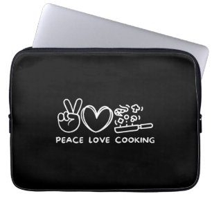 Frieden, Liebe Kochen Retro-Kochliebhaber Chef Ess Laptopschutzhülle
