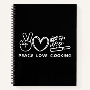 Frieden, Liebe Kochen Retro-Kochliebhaber Chef Ess Notizblock