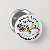 Frieden, Liebe & Kunst Meerjungfrau Werbebutton Button (Vorne & Hinten)
