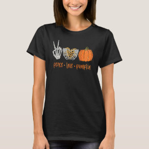 Frieden Liebe Kürbis Saison Herbst Stimmung Grusel T-Shirt