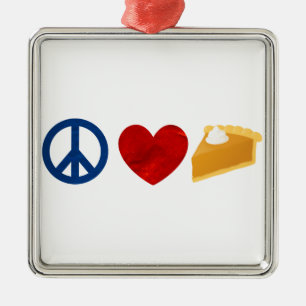 Frieden, Liebe, Kürbis-Torte Silbernes Ornament