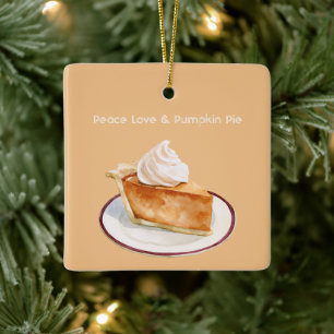 Frieden Liebe & Kürbiskuchen Keramikornament