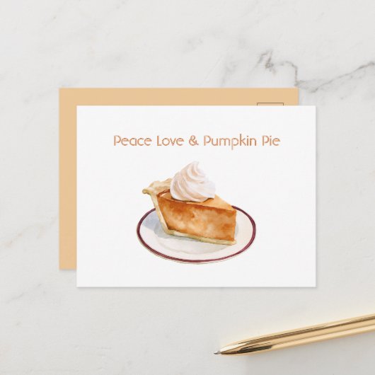 Frieden Liebe & Kürbiskuchen Postkarte (Vorderseite/Rückseite Beispiel)
