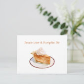 Frieden Liebe & Kürbiskuchen Postkarte (Stehend Vorderseite)