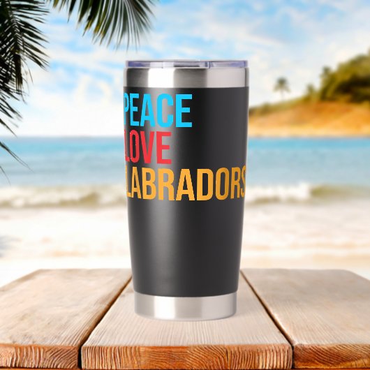 Frieden Liebe Labrador Thermobecher (Strand (gedreht))