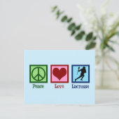Frieden Liebe Lacrosse Postkarte (Stehend Vorderseite)