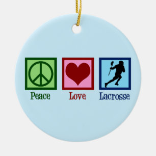 Frieden Liebe Lacrosse Weihnachten Keramik Ornament