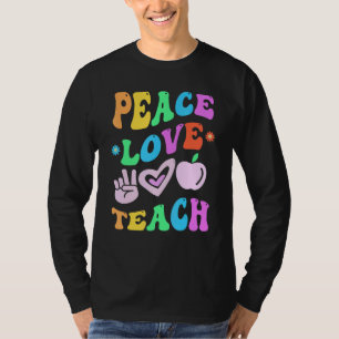 FRIEDEN LIEBE LEHRE Retro-Lehrer Groovy Zurück zur T-Shirt