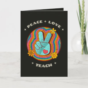 Frieden Liebe Lehre Vintage Retro 70er Hippie Feiertagskarte