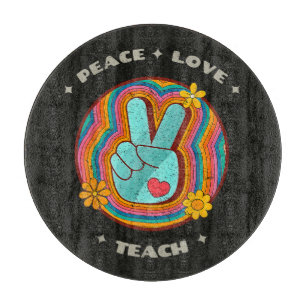 Frieden Liebe Lehre Vintage Retro 70er Hippie Schneidebrett