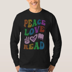 FRIEDEN LIEBE LESEN Retro Alphabetisierungslehrer T-Shirt