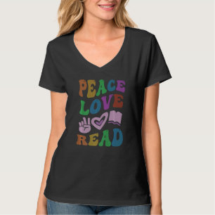 FRIEDEN LIEBE LESEN Retro Alphabetisierungslehrer T-Shirt