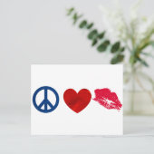 Frieden, Liebe, Lipstick Kiss Postkarte (Stehend Vorderseite)