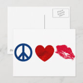 Frieden, Liebe, Lipstick Kiss Postkarte (Vorne/Hinten)