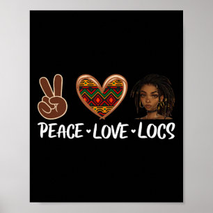 Frieden Liebe Locs schwarzes Melanin Frauen Afrika Poster