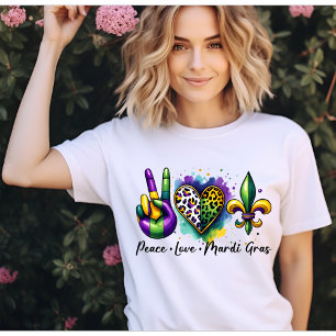 Frieden Liebe Mardi Gras, Fleur de Lis in New Orle T-Shirt
