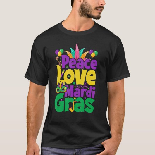 Frieden Liebe Mardi Gras für Frauen & Männer T-Shirt (Vorderseite)