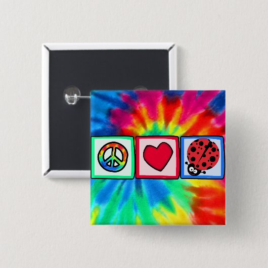 Frieden, Liebe, Marienkäfer Button (Vorne & Hinten)