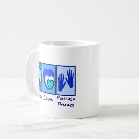 Frieden, Liebe, Massage-Therapie-Geschenke Kaffeetasse (Vorderseite Links)