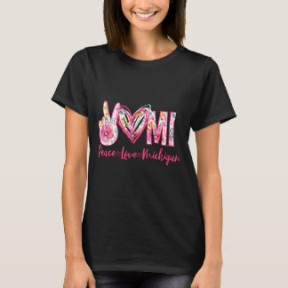 Frieden Liebe Michigan Floral Vintage Michigan Sto T-Shirt