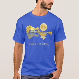 Frieden Liebe Musik Gitarre See Schatten Hippie Mu T-Shirt