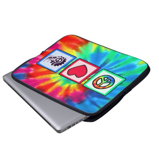 Frieden, Liebe, Musik Laptopschutzhülle (Vorne Knopf)