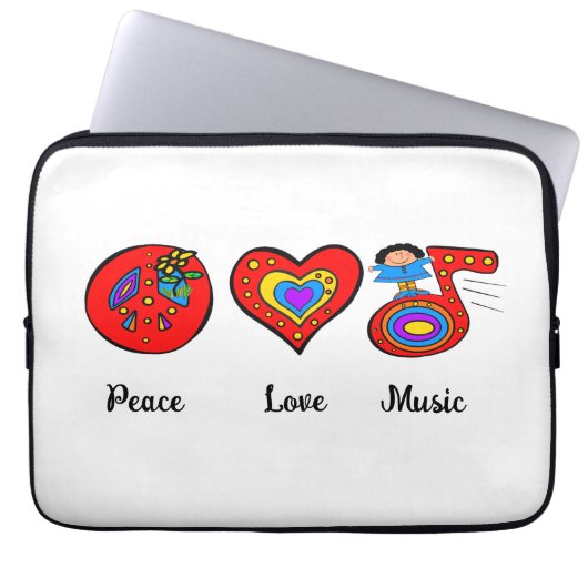 Frieden, Liebe, Musik Laptopschutzhülle (Vorderseite)