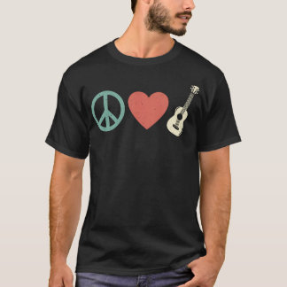 Frieden Liebe Musik Retro Hippie Gitarre T-Shirt