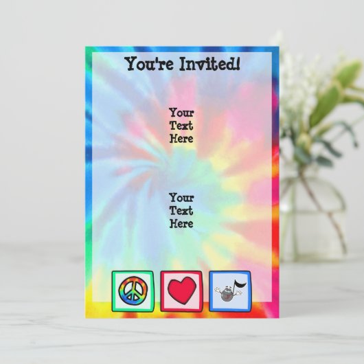 Frieden, Liebe, MusikBatik Einladung (Stehend Vorderseite)