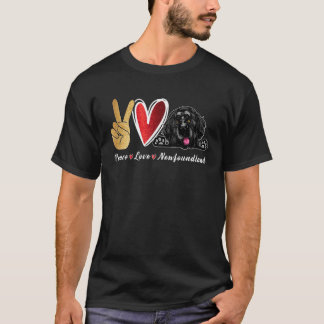 Frieden Liebe Neufundland Neufundländer T-Shirt