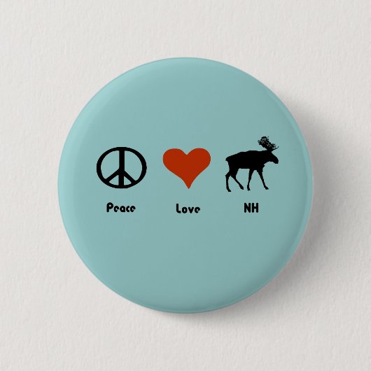 Frieden Liebe New Hampshire Button (Vorderseite)