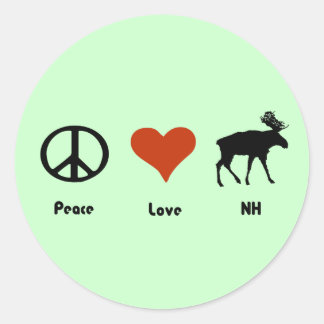 Frieden Liebe New Hampshire Runder Aufkleber