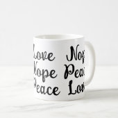 Frieden, Liebe, Nope Funny Black text Kaffeetasse (VorderseiteRechts)