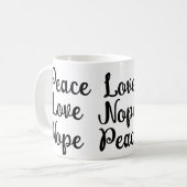 Frieden, Liebe, Nope Funny Black text Kaffeetasse (Vorderseite Links)