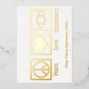 Frieden Liebe Optometrie Benutzerdefinierter Augen Folien Feiertagskarte