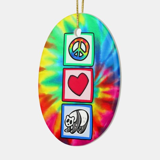 Frieden, Liebe, Pandas Keramikornament (Links)